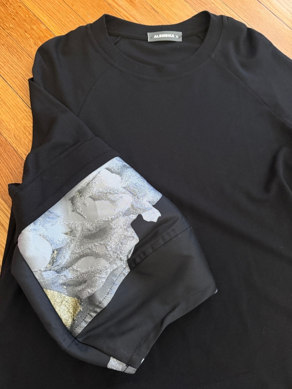 ALEMBIKA Jersey high low peony black tshirt top size XS relaxed - Picture 3 of 7